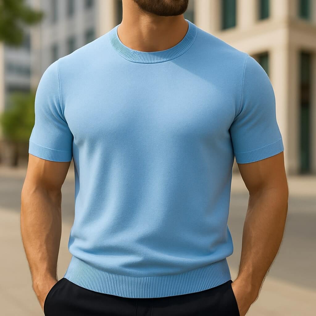 Crew Neck Merino Wool Blend Tee Tailored Fit – Flint