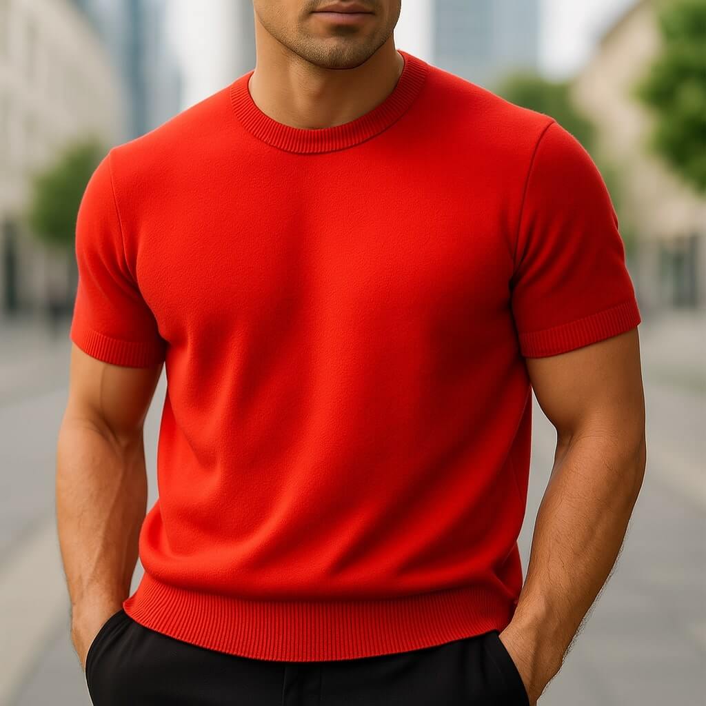 Crew Neck Merino Wool Blend Tee Tailored Fit – Flint