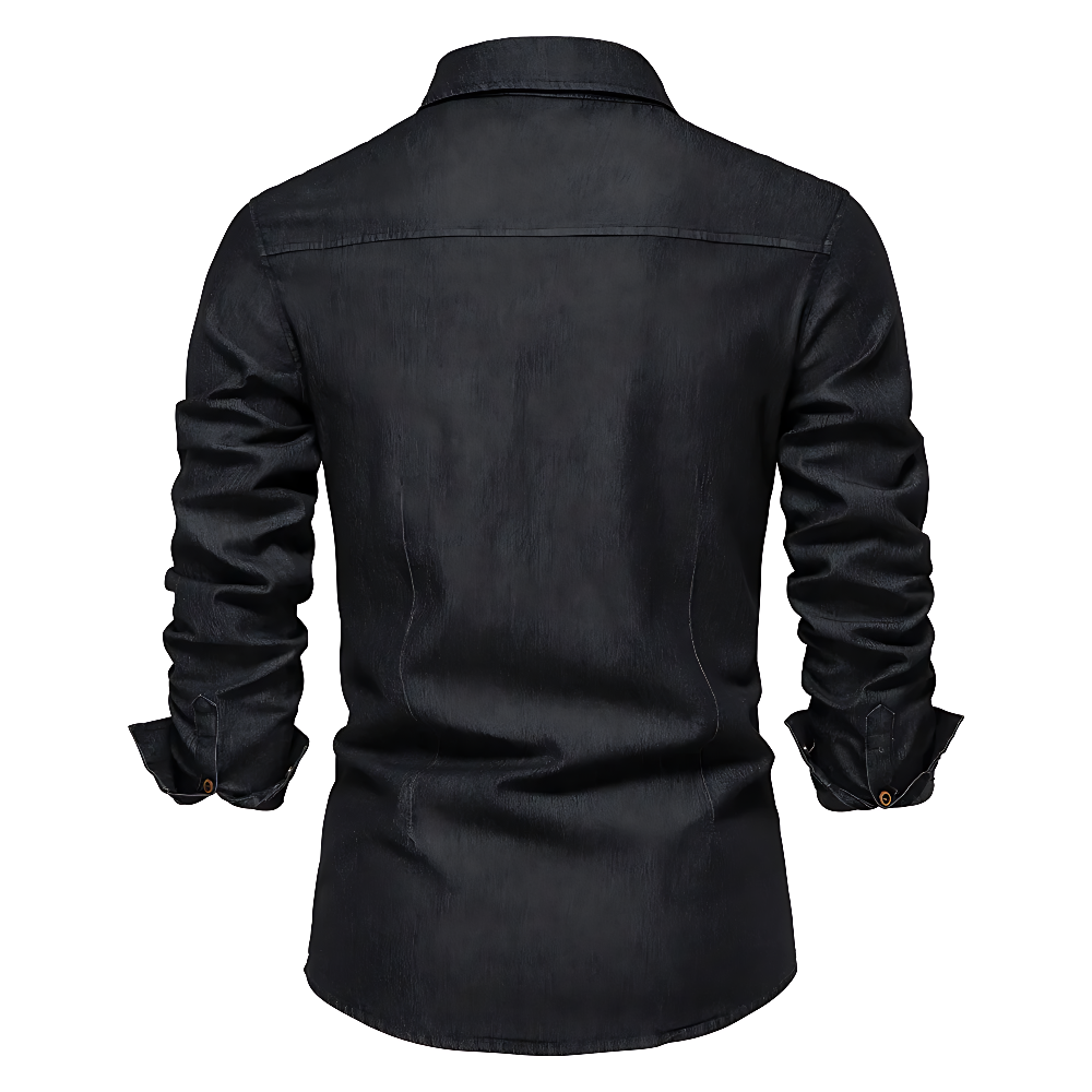 Cotton Denim Shirt Slim Fit Long Sleeve Adaptive – Lorne
