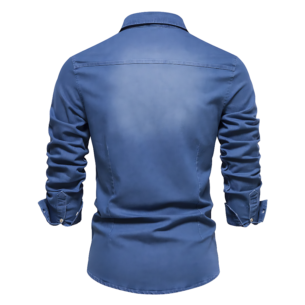 Cotton Denim Shirt Slim Fit Long Sleeve Adaptive – Lorne