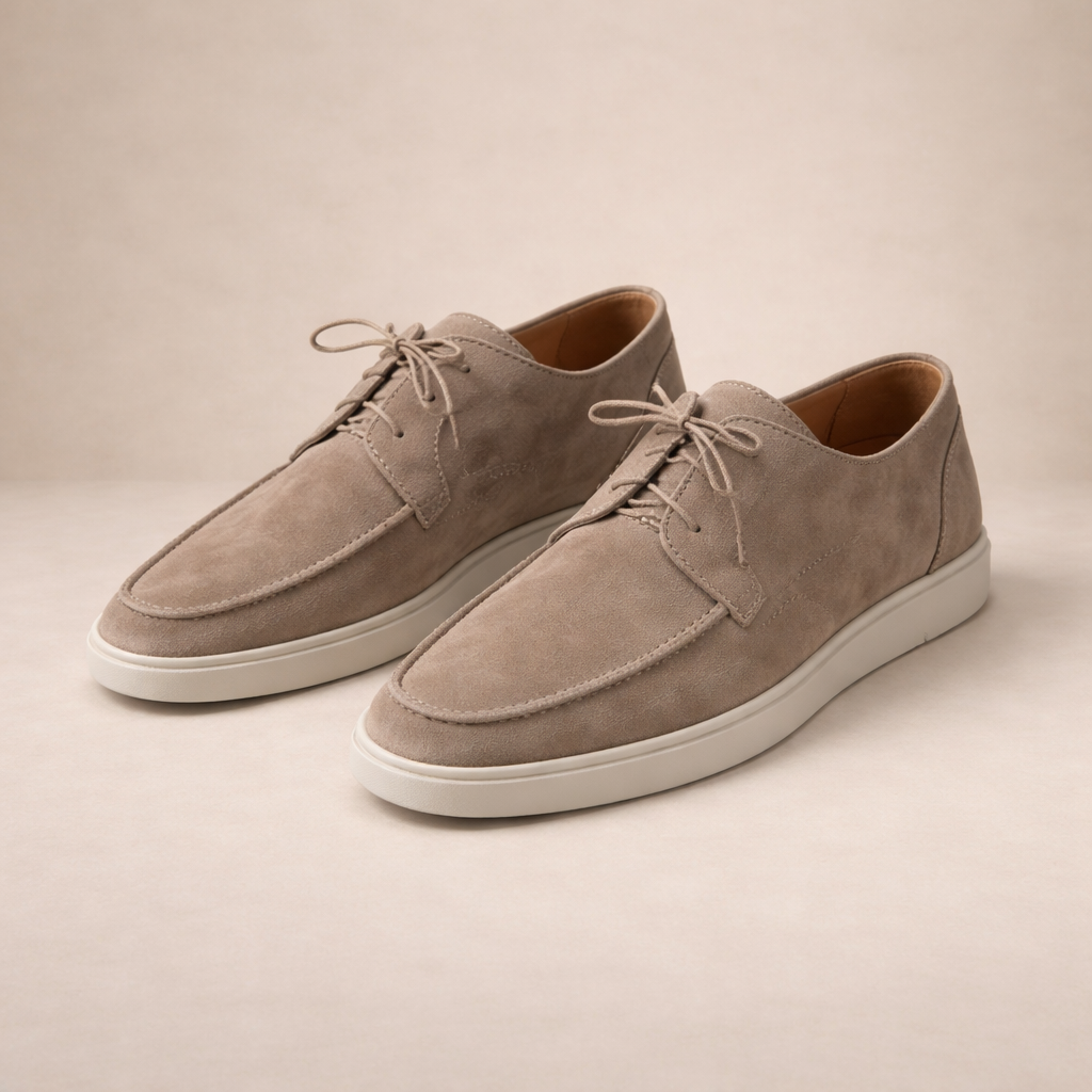 Suede lace-up loafer with closed toe in brown – TARLANO