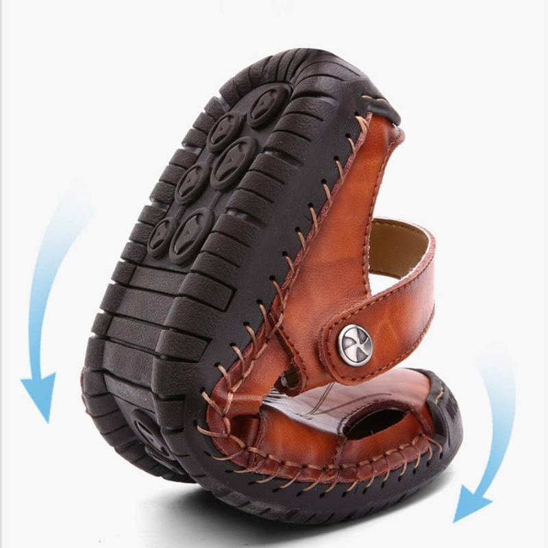 Men's Closed-Toe Leather Sandal Orthopedic Arch Support – Garro