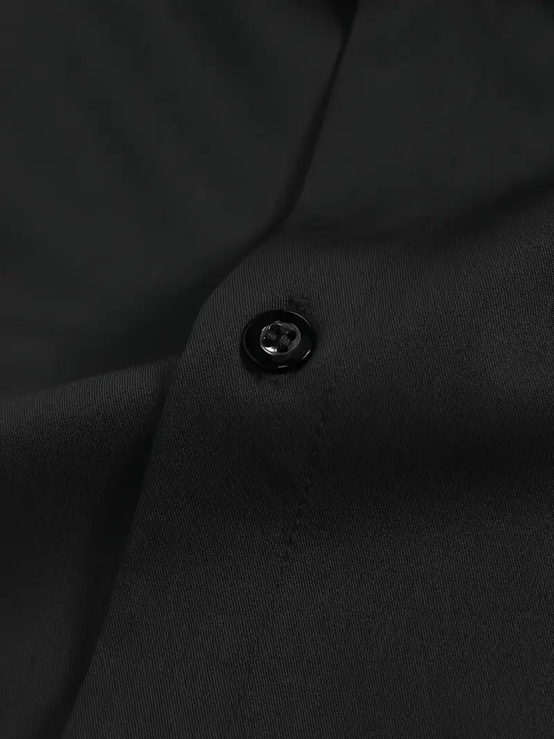 Long Sleeve Dress Shirt Pointed Collar Button Down in Black – Hale