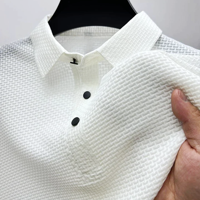 Classic Pique Polo Shirt with Button Placket in Beige – Ford