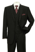 3-piece double breasted suit in black with vest and notch lapel jacket – TARLANO