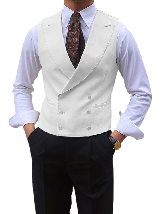 Double breasted peak lapel suit vest in black – TARLANO