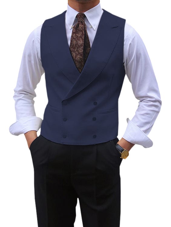 Double Breasted Suit Men Peak Lapel Vest 13 Colors – Harco