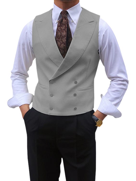 Double Breasted Suit Men Peak Lapel Vest 13 Colors – Harco