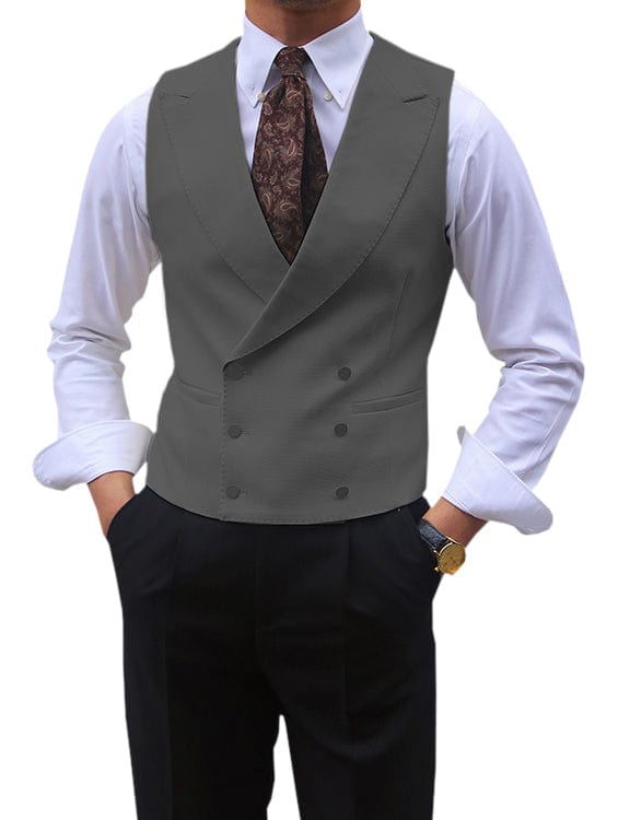 Double Breasted Suit Men Peak Lapel Vest 13 Colors – Harco