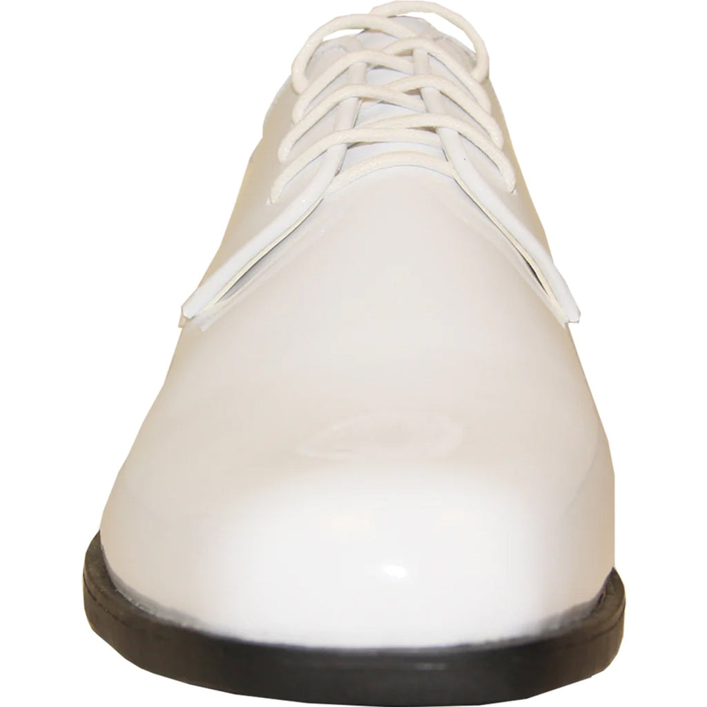 Patent Leather Tuxedo Dress Shoe Square Toe Lace-Up White – Malvo