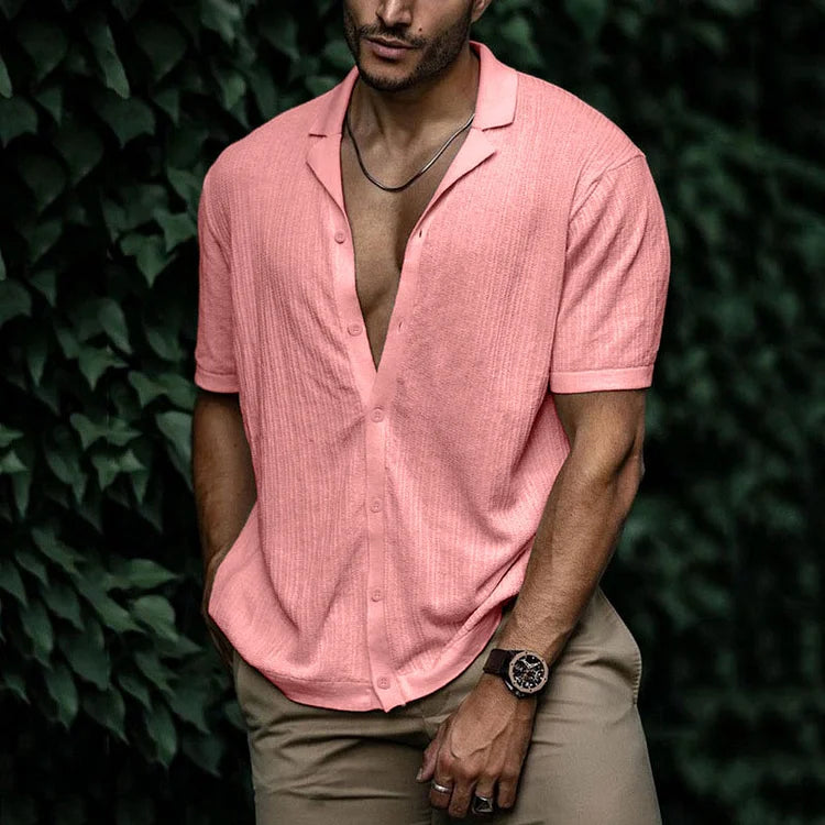 Camp Collar Short Sleeve Button-Up Shirt in Black – Vance