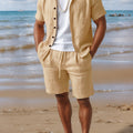 Linen Shirt and Shorts Set Regular Fit Short Sleeve Co-ord – Crest
