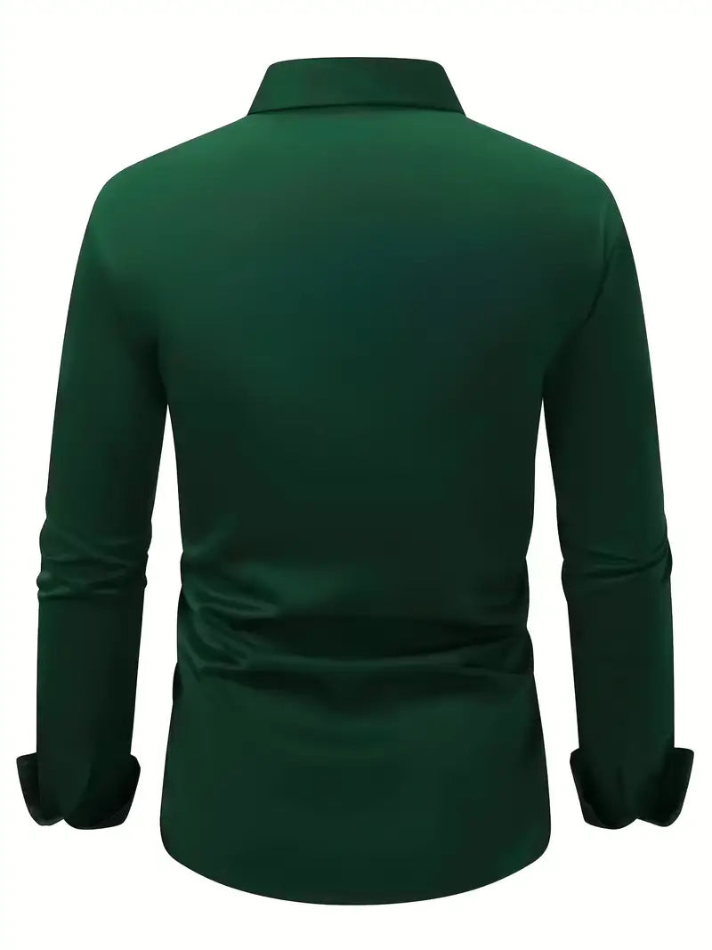 Long Sleeve Dress Shirt Pointed Collar Button Down in Black – Hale