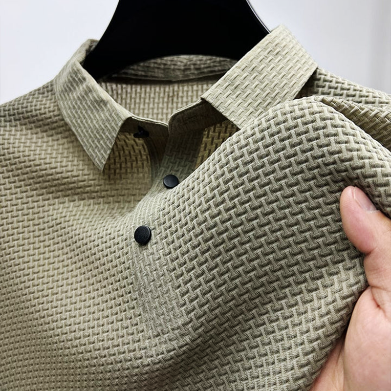 Classic Pique Polo Shirt with Button Placket in Beige – Ford