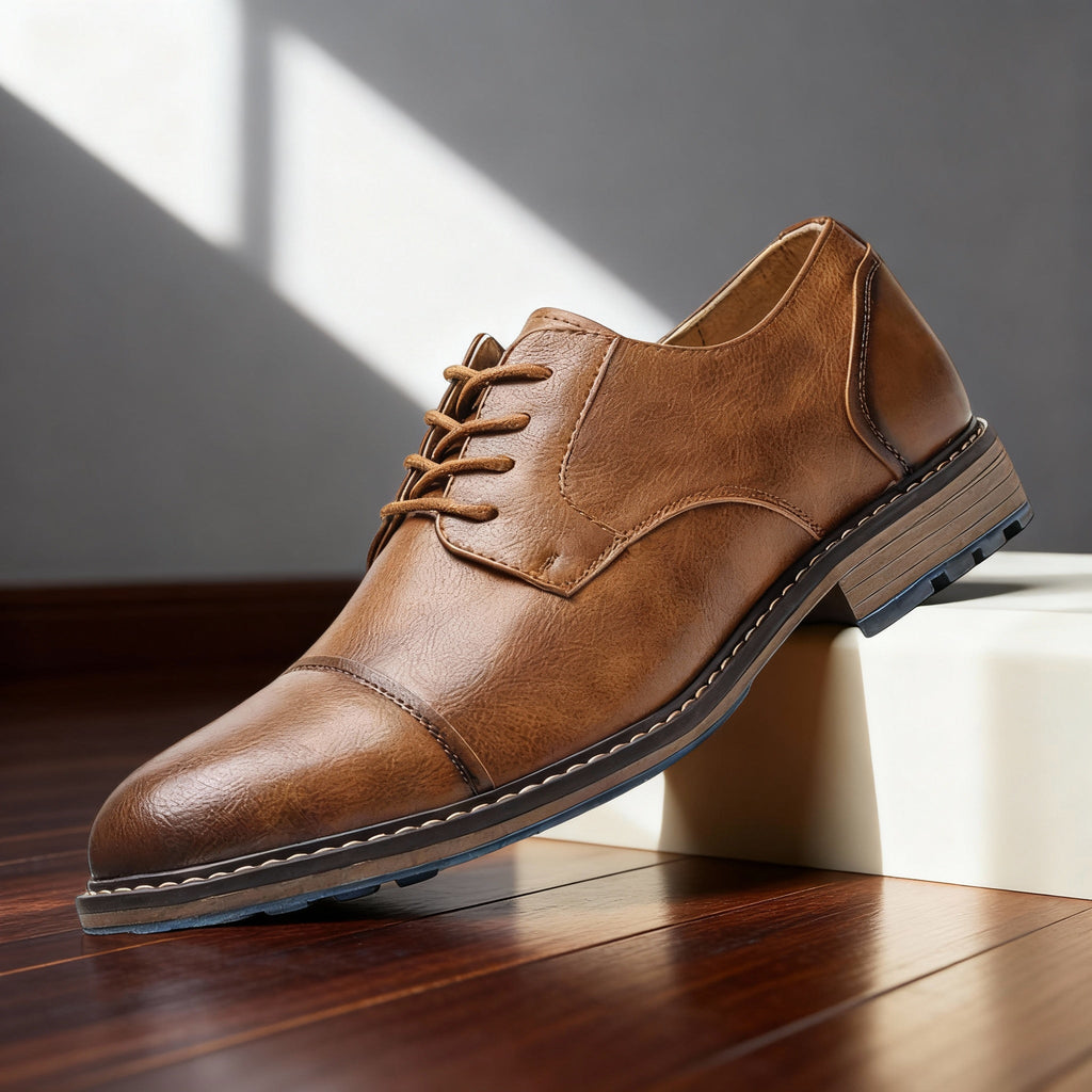 Cap-Toe Derby Shoe Deep-Grain Upper Welt Stitching – Garro