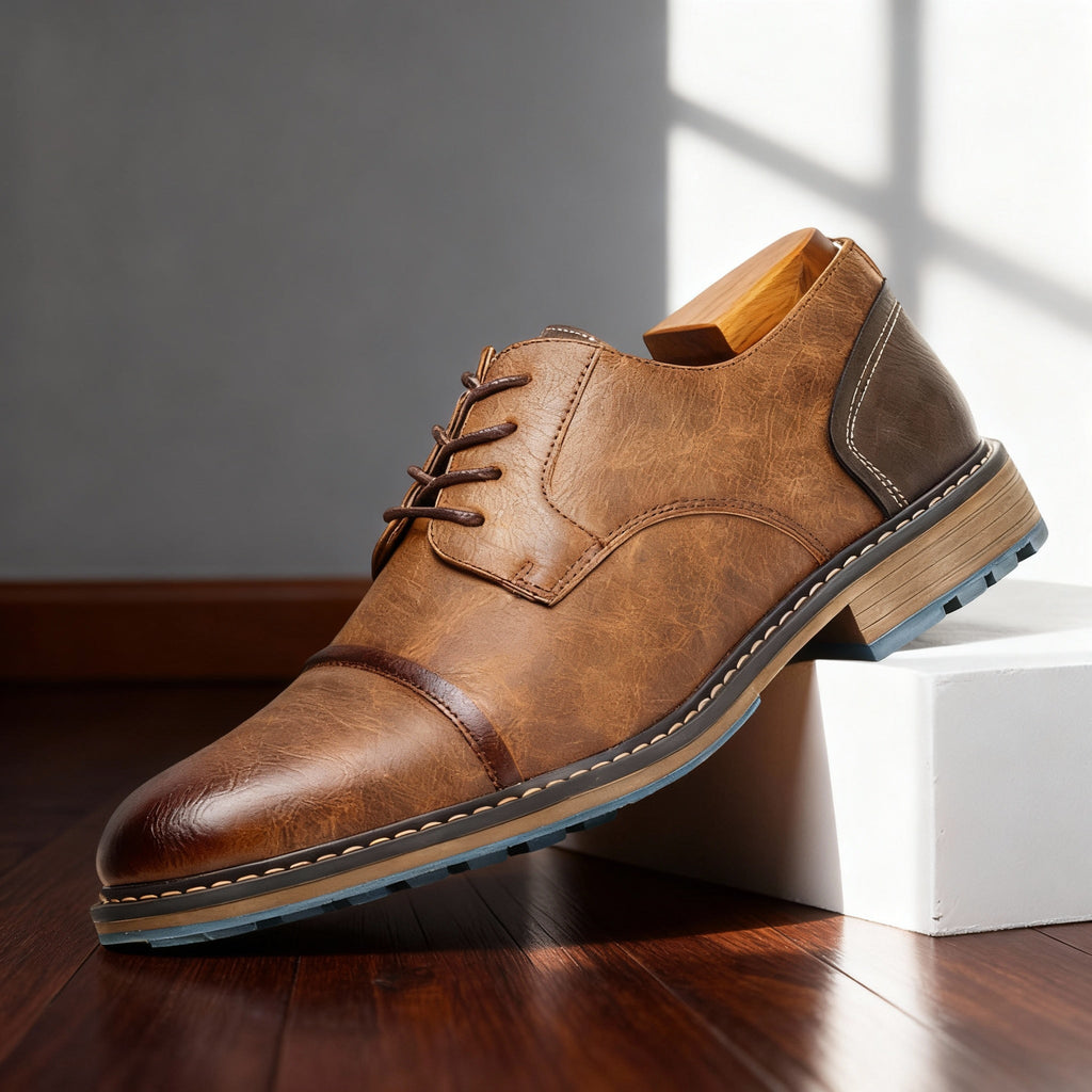 Cap-Toe Derby Shoe Deep-Grain Upper Welt Stitching – Garro