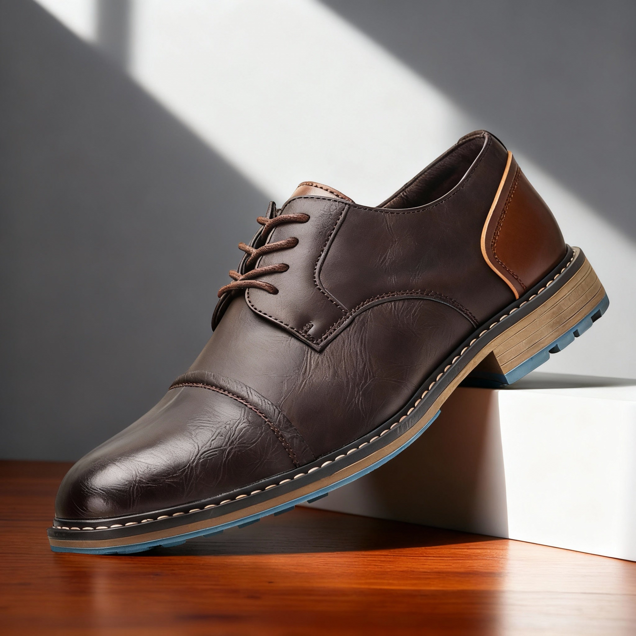 Cap-Toe Derby Shoe Deep-Grain Upper Welt Stitching – Garro