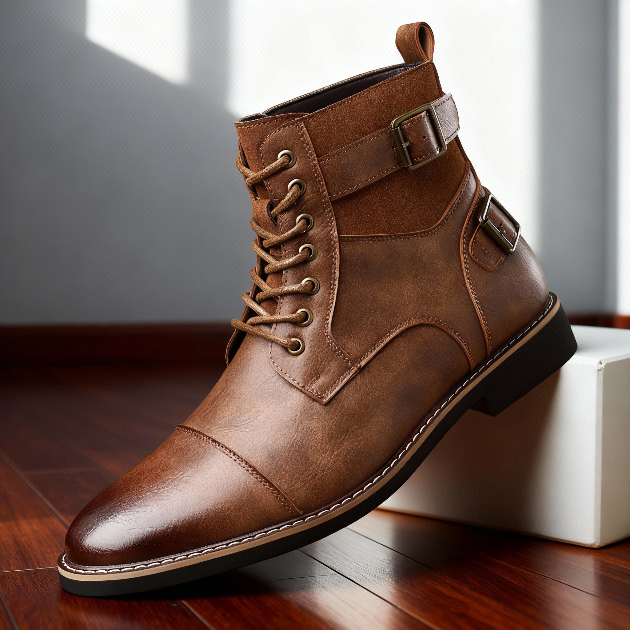 Boot Adjustable Buckle Layered Panel Construction – Strado