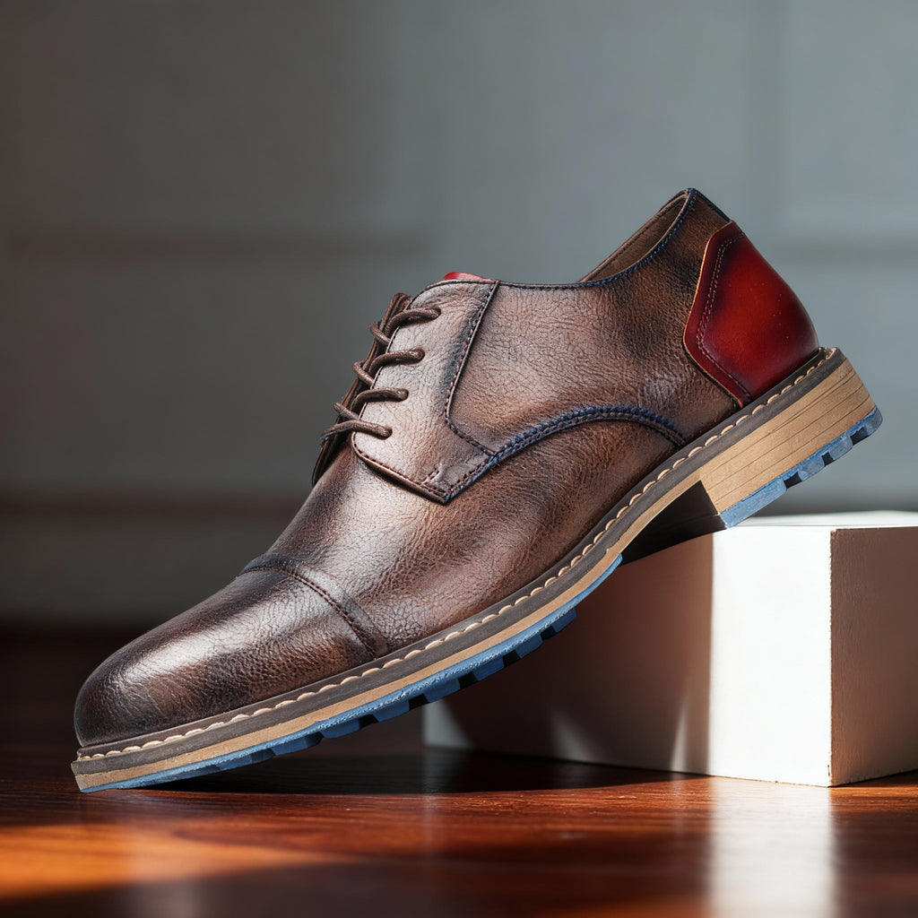 Cap-Toe Derby Shoe Deep-Grain Upper Welt Stitching – Garro