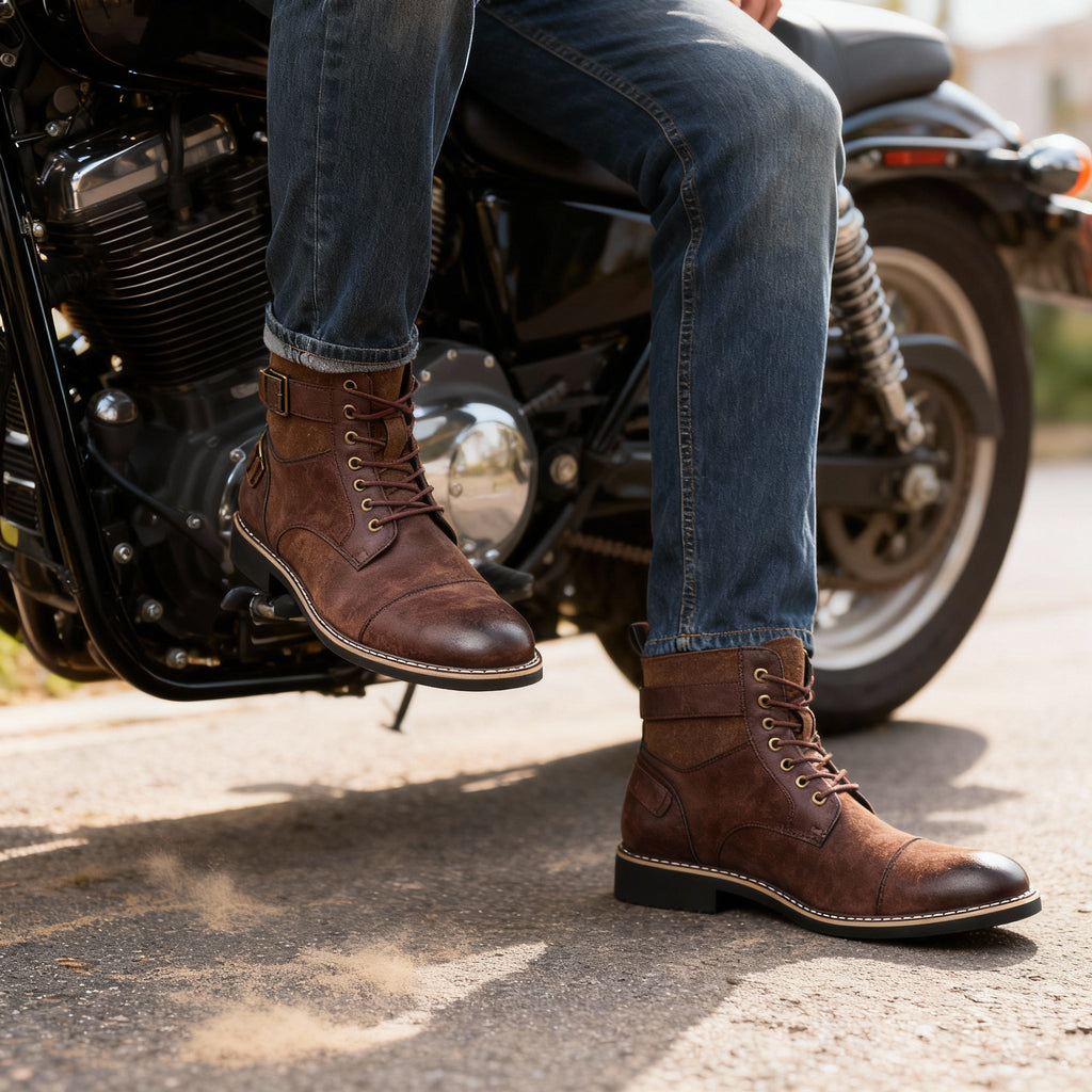 Boot Adjustable Buckle Layered Panel Construction – Strado