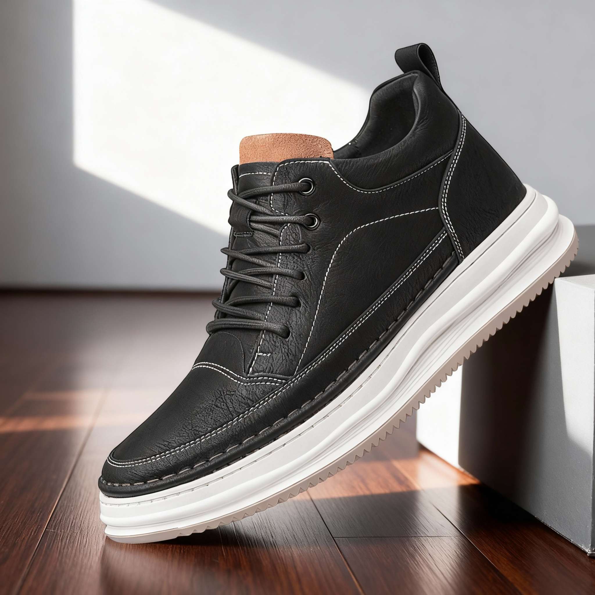 Johnson Leather Sneaker Textured Upper Ankle Collar – Falvo