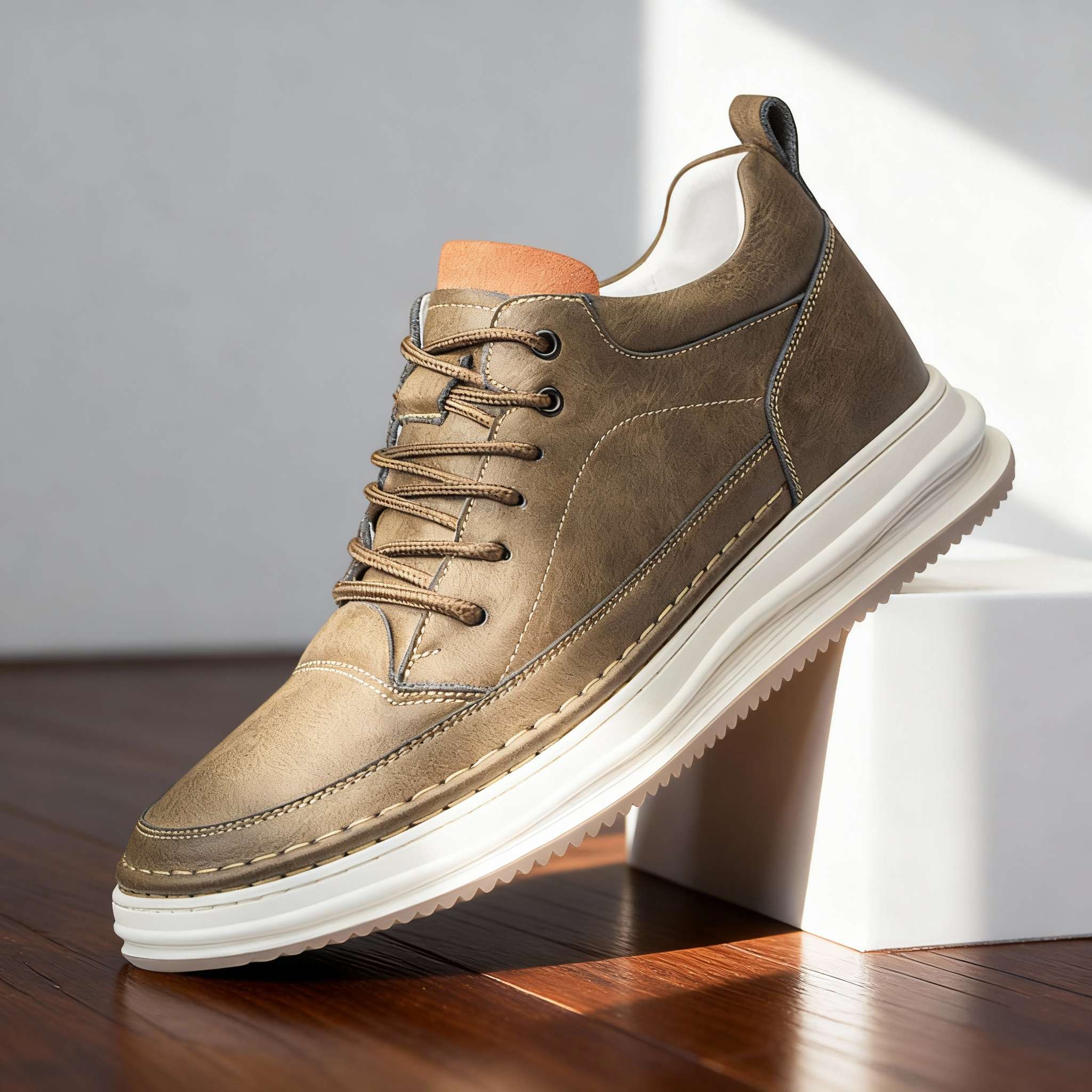 Johnson Leather Sneaker Textured Upper Ankle Collar – Falvo