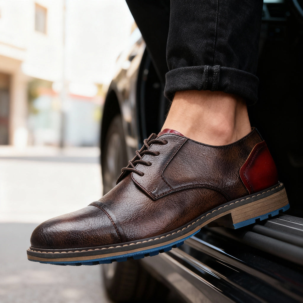 Cap-Toe Derby Shoe Deep-Grain Upper Welt Stitching – Garro