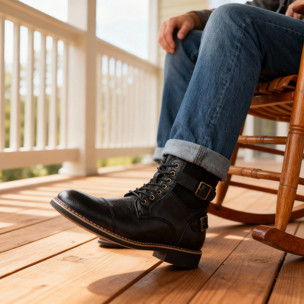 Boot Adjustable Buckle Layered Panel Construction – Strado
