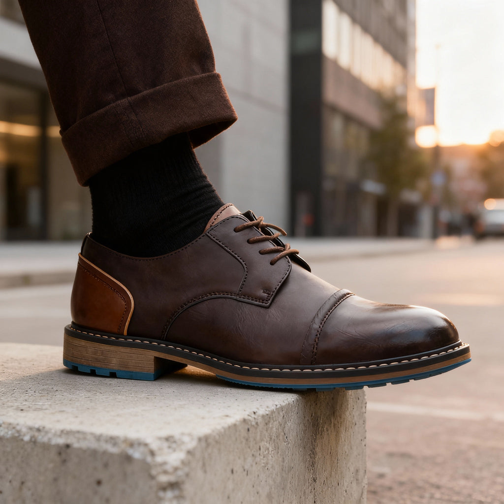 Cap-Toe Derby Shoe Deep-Grain Upper Welt Stitching – Garro