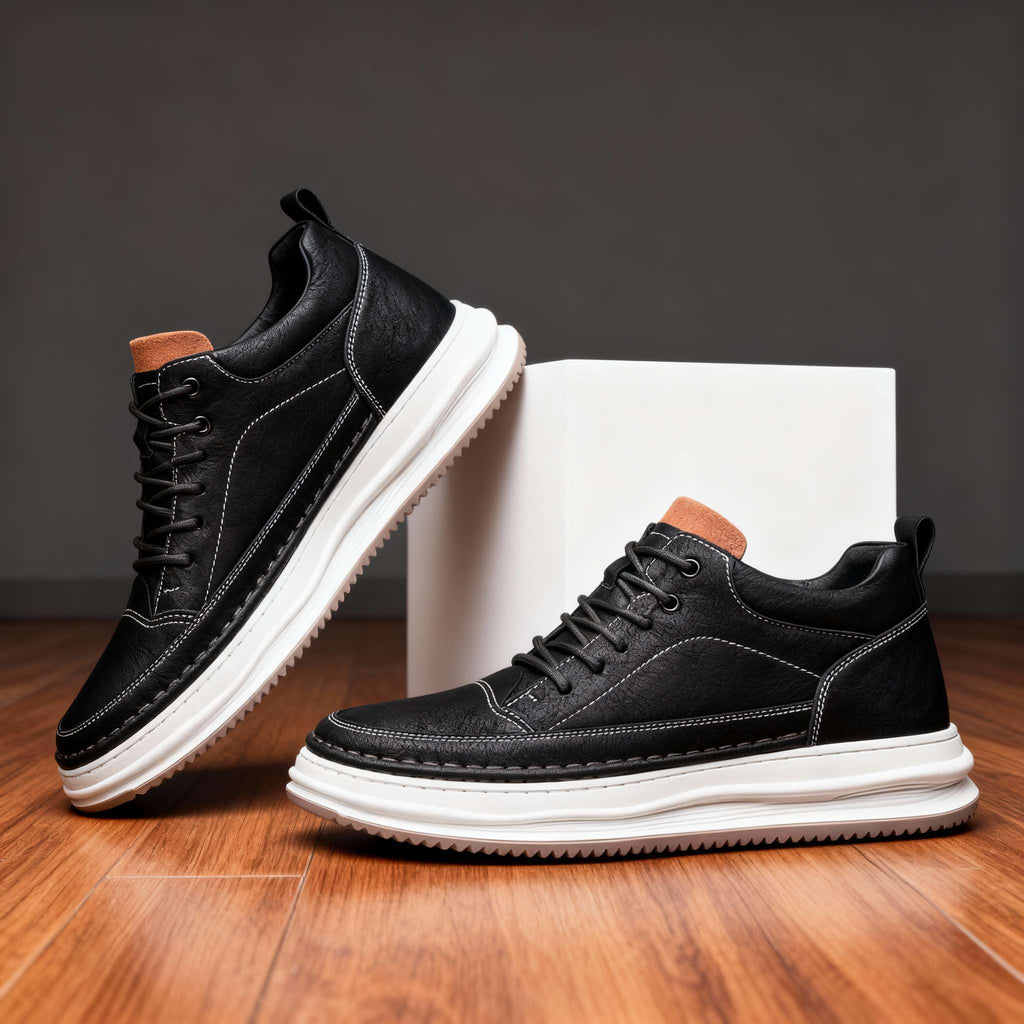 Johnson Leather Sneaker Textured Upper Ankle Collar – Falvo