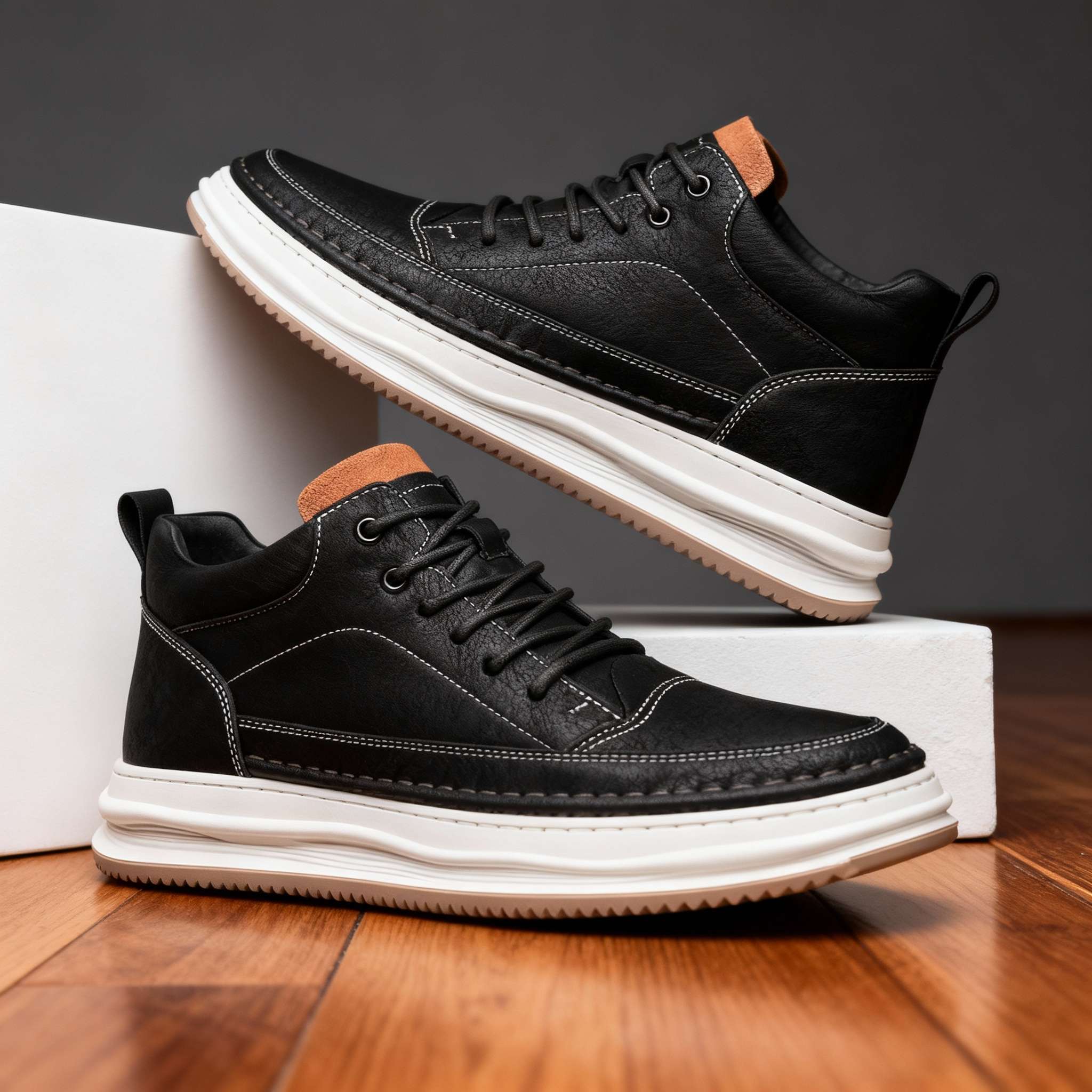 Johnson Leather Sneaker Textured Upper Ankle Collar – Falvo