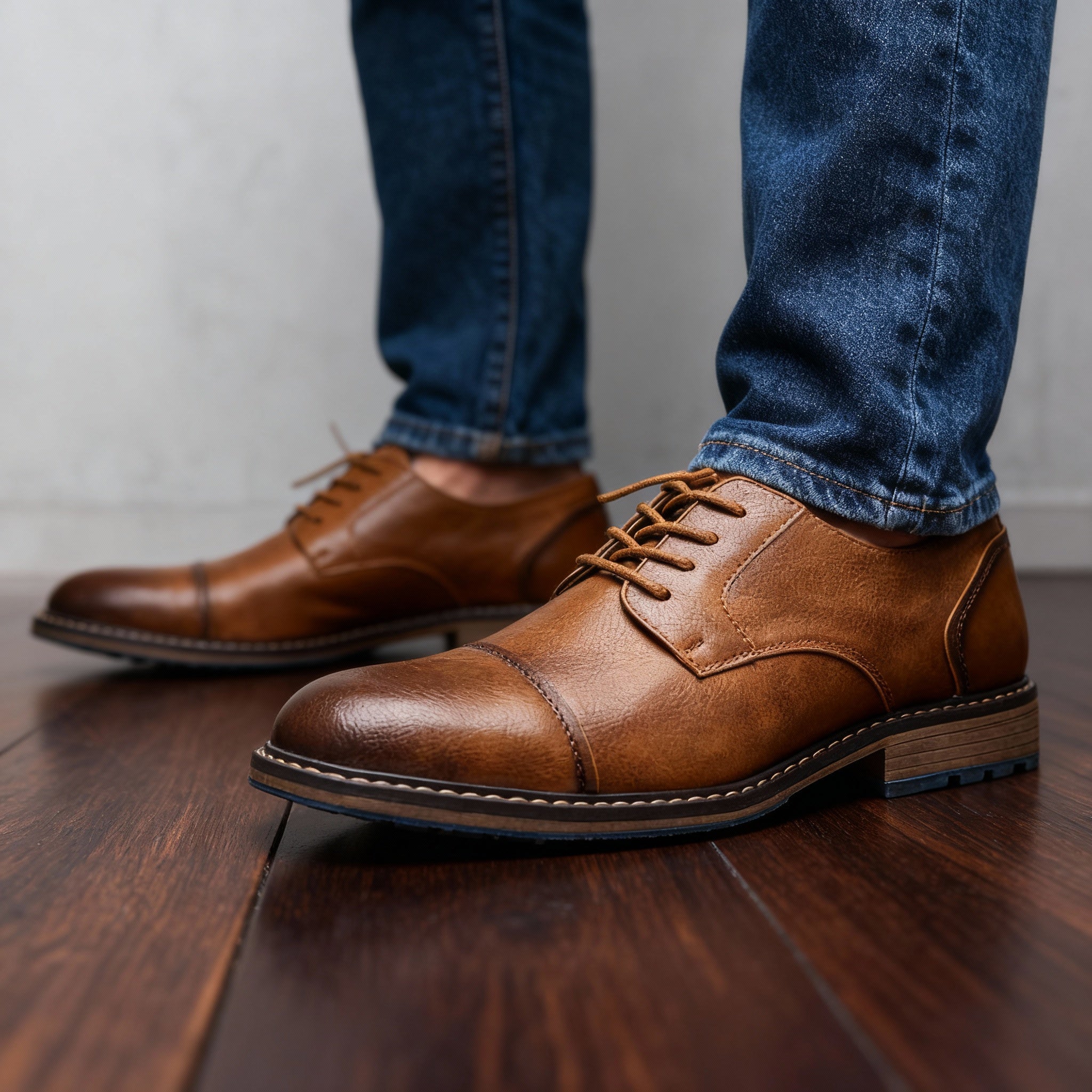 Cap-Toe Derby Shoe Deep-Grain Upper Welt Stitching – Garro