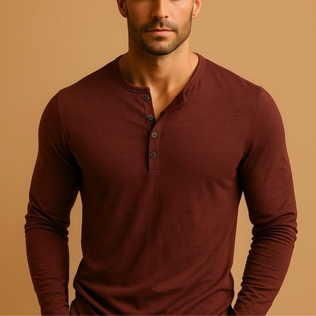 Henley Shirt Men Cotton Blend Slim Fit Long Sleeve – Galdo