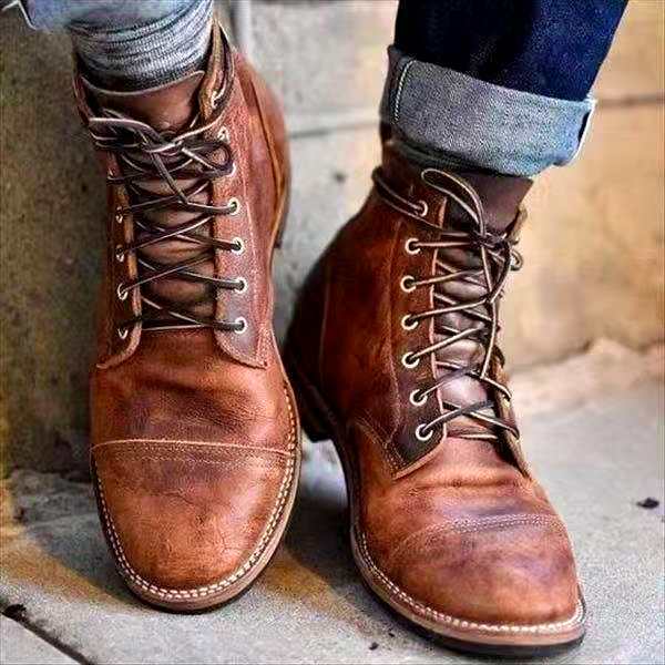 Men's Lace-Up Distressed Leather Ankle Boot – Garve