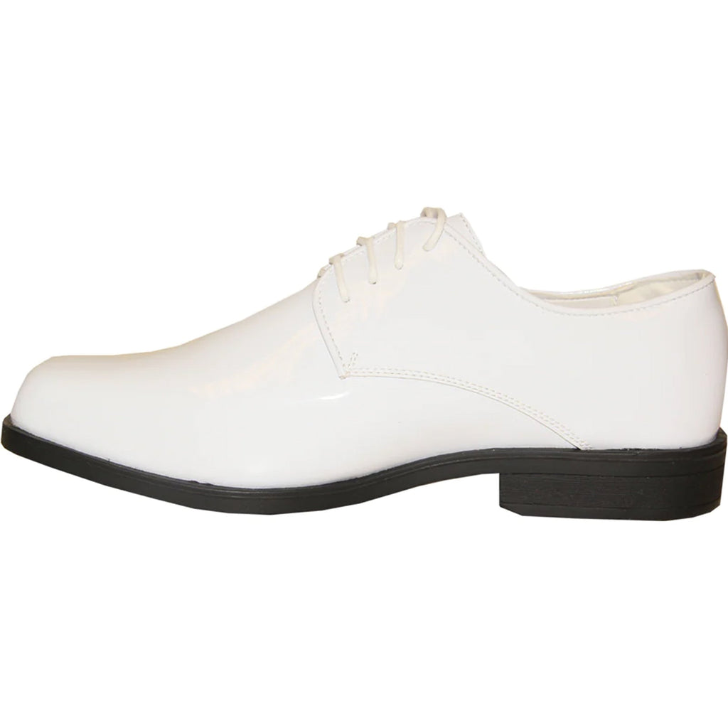 Patent Leather Tuxedo Dress Shoe Square Toe Lace-Up White – Malvo