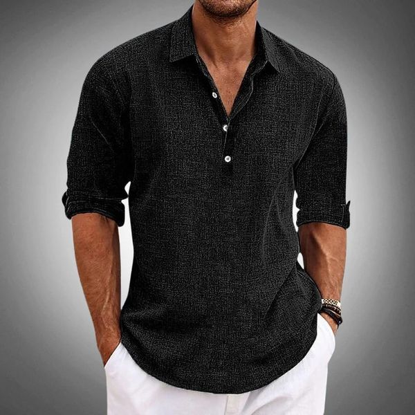 Long Sleeve Polo Shirt Textured Pullover with Roll-Tab Sleeves in Beige – Ryse