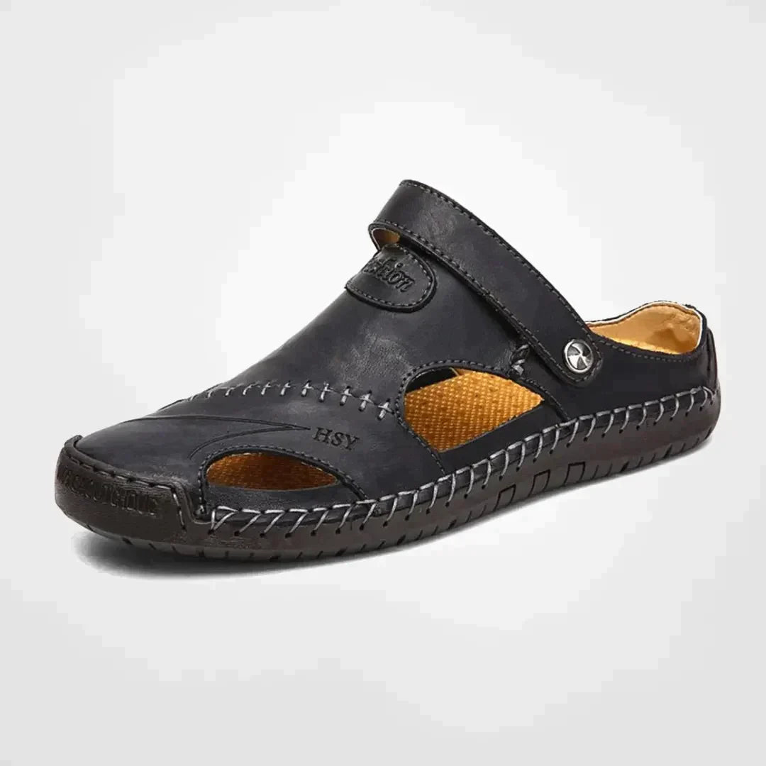 Men's Closed-Toe Leather Sandal Orthopedic Arch Support – Garro