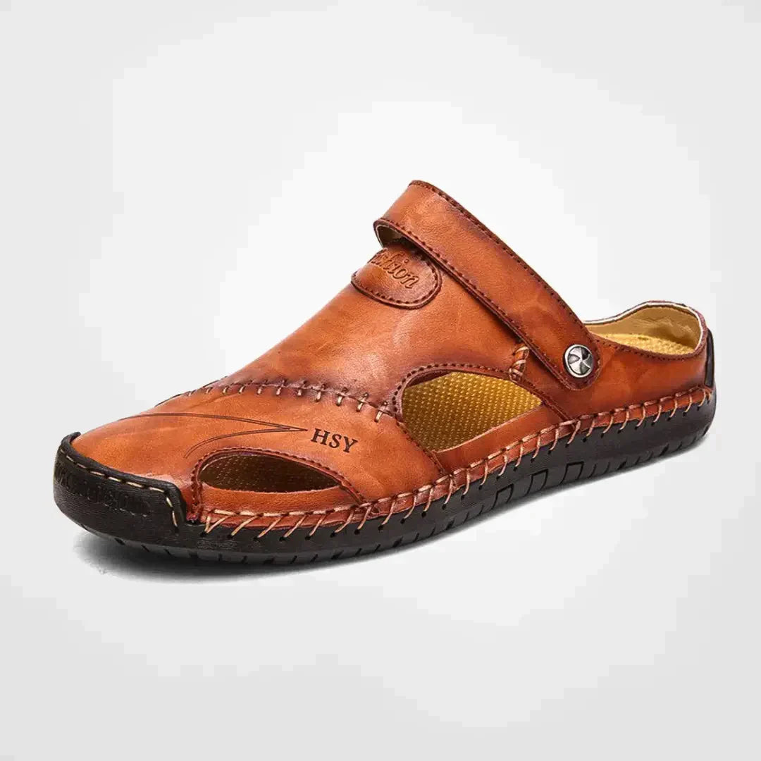 Men's Closed-Toe Leather Sandal Orthopedic Arch Support – Garro