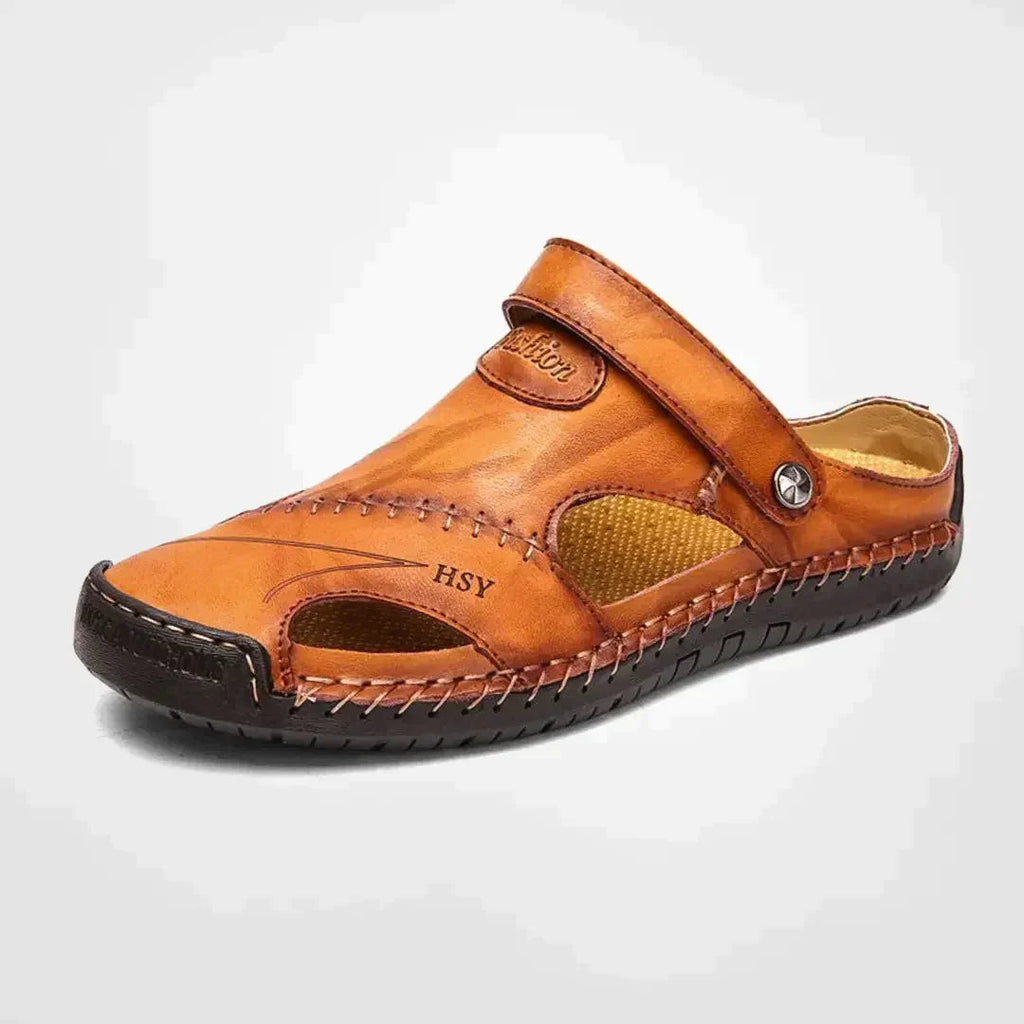 Men's Closed-Toe Leather Sandal Orthopedic Arch Support – Garro