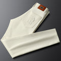 Herringbone Tailored Trousers Tonal Crest Embroidery Leather Patch – Birch