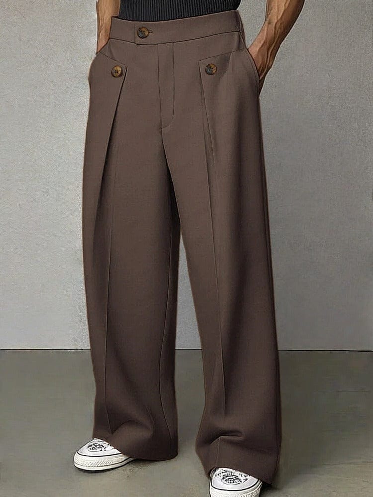 Mens Pant Wide-Leg Pleated Woven – Strado