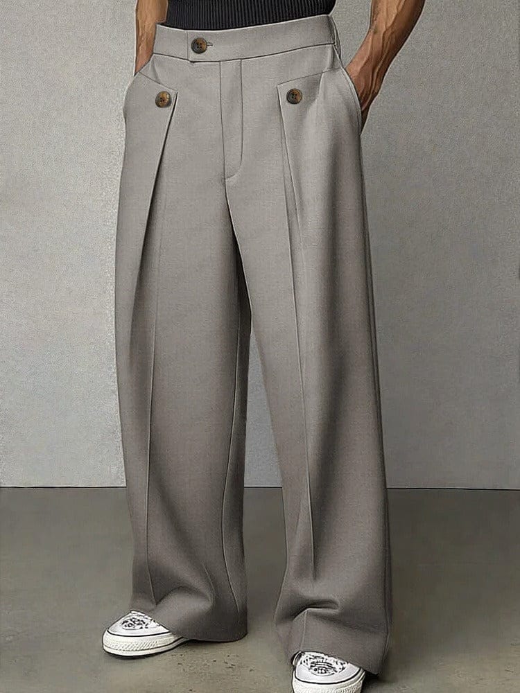 Mens Pant Wide-Leg Pleated Woven – Strado