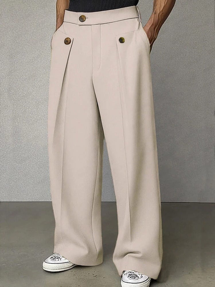 Mens Pant Wide-Leg Pleated Woven – Strado