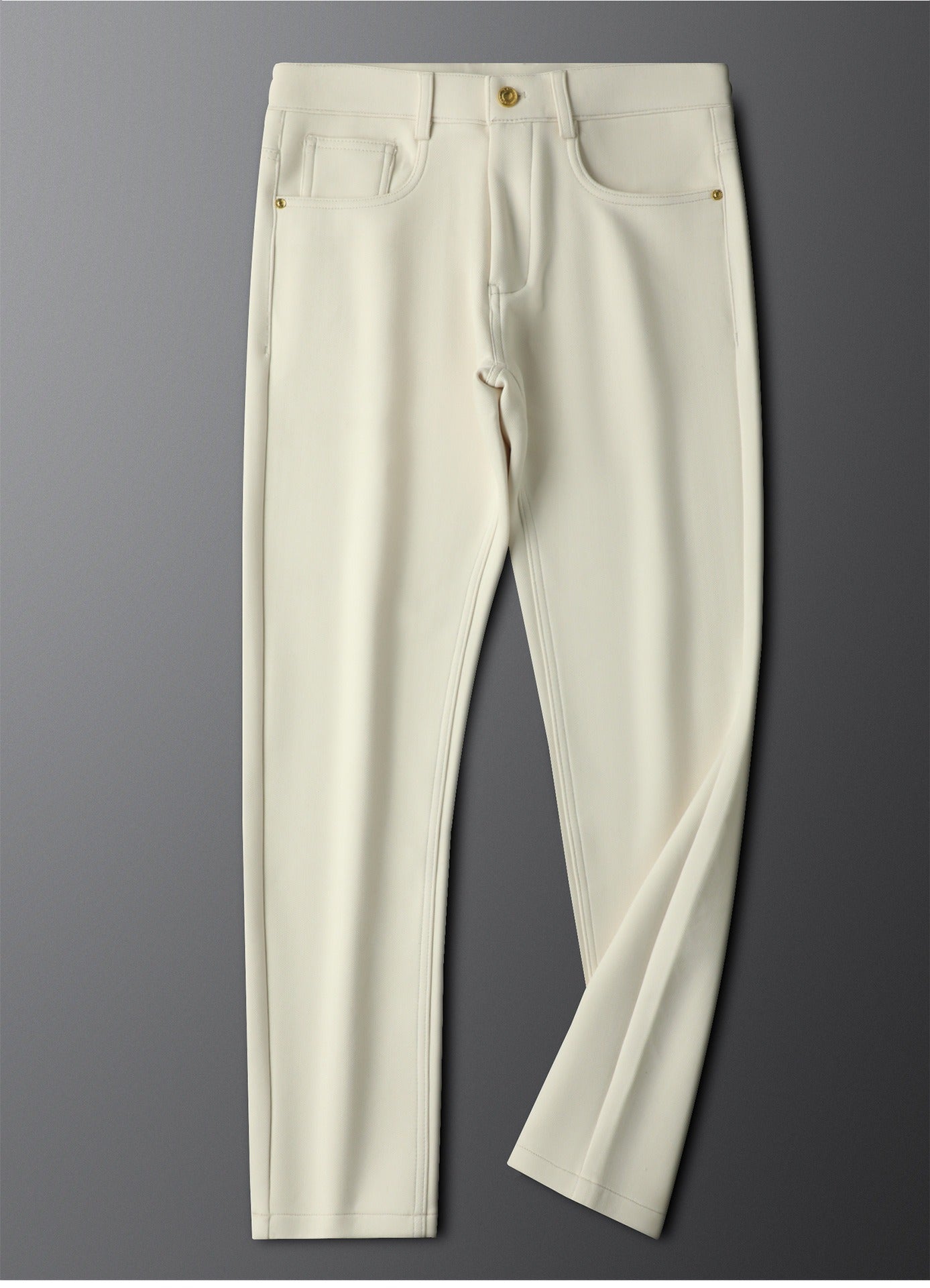 Herringbone Tailored Trousers Tonal Crest Embroidery Leather Patch – Birch