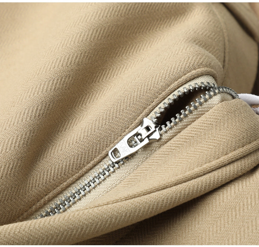 Herringbone Tailored Trousers Tonal Crest Embroidery Leather Patch – Birch