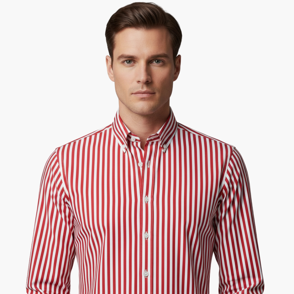 Vertical Stripe Slim Fit Dress Shirt Long Sleeve Button-Down – Axel