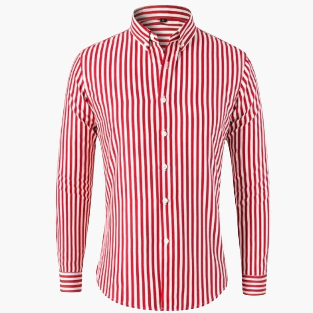 Vertical Stripe Slim Fit Dress Shirt Long Sleeve Button-Down – Axel