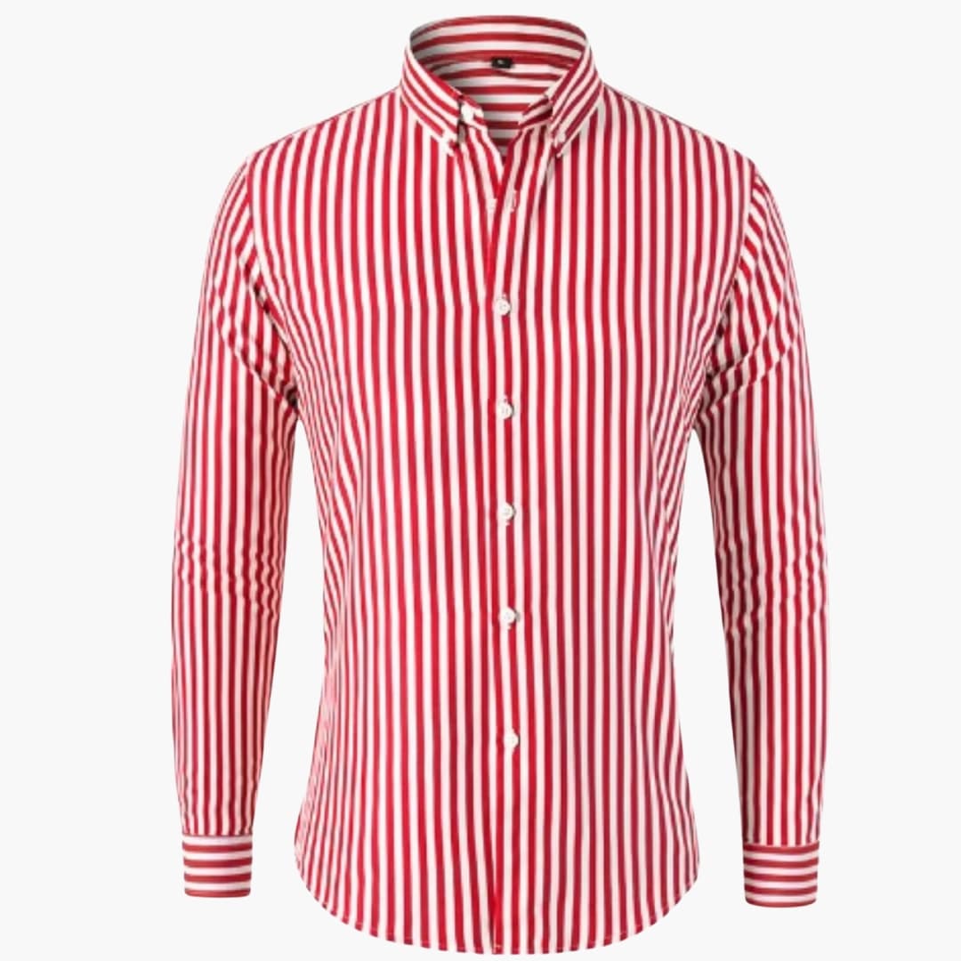 Vertical Stripe Slim Fit Dress Shirt Long Sleeve Button-Down – Axel