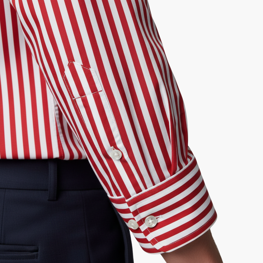 Vertical Stripe Slim Fit Dress Shirt Long Sleeve Button-Down – Axel