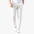 Tapered linen pants in white with drawstring waist – TARLANO